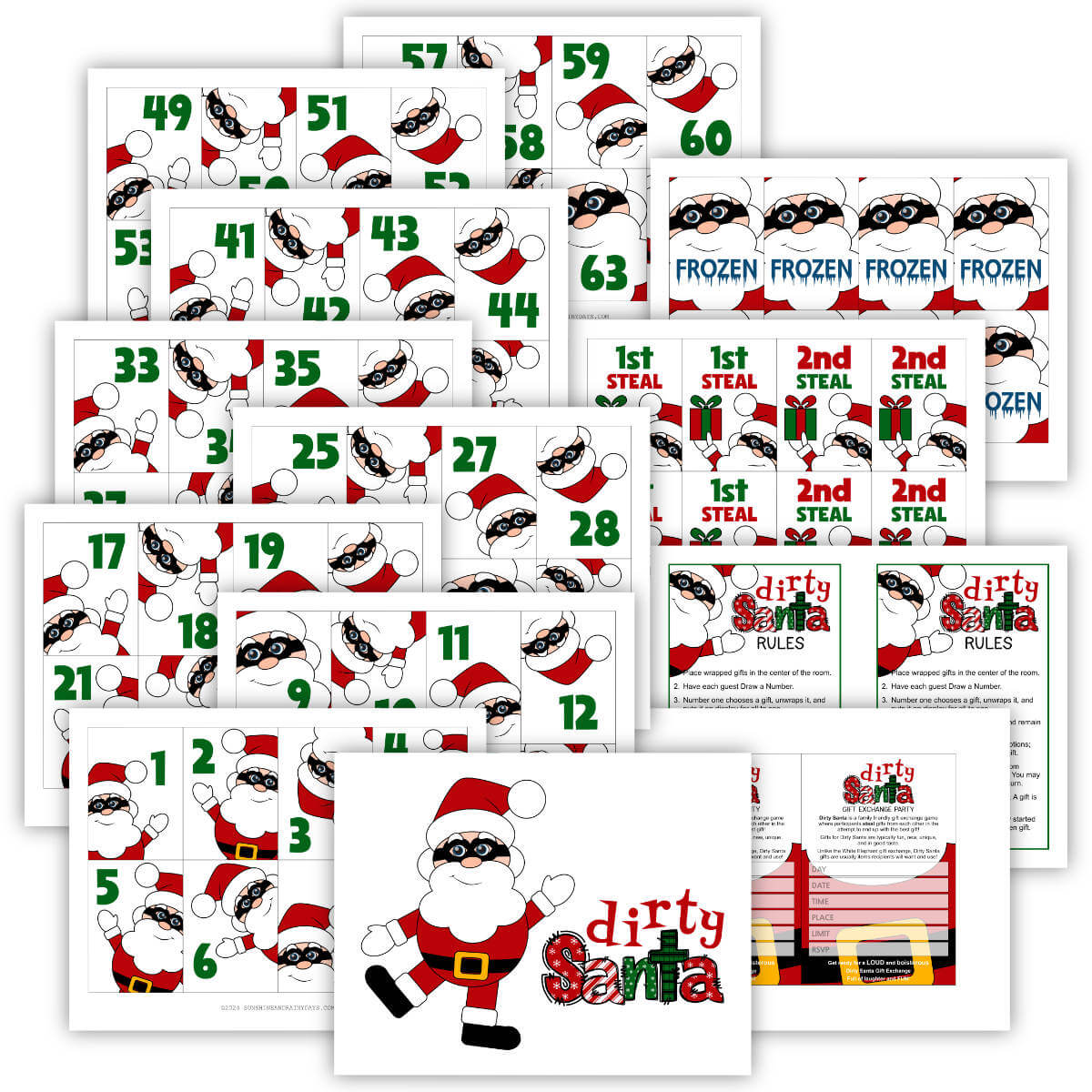Dirty Santa Invites, Rules, and Game Cards (PDF) – Sunshine And Rainy Days for Dirty Santa Rules Printable Free