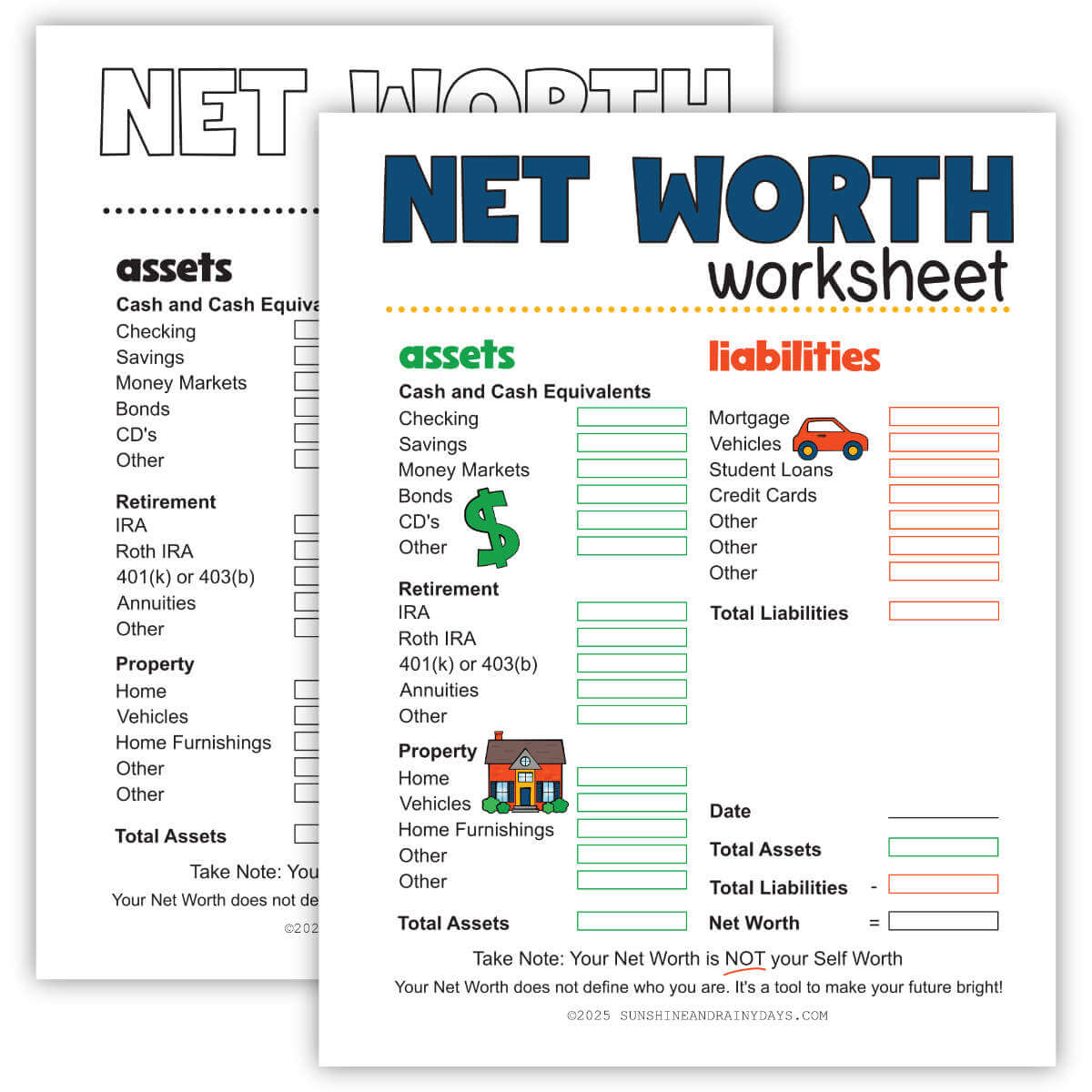 Net Worth Worksheet (PDF) – Sunshine And Rainy Days net-worth-worksheet-pdf-sunshine-and-rainy-days