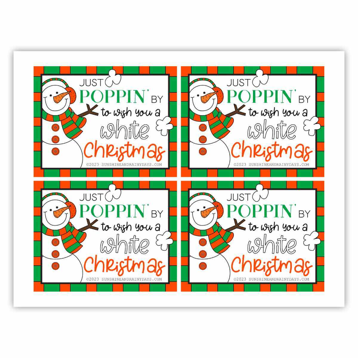 White Christmas Popcorn Tag (PDF) – Sunshine And Rainy Days