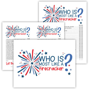 Who Is Most Like A Firecracker 4th of July Game (PDF)