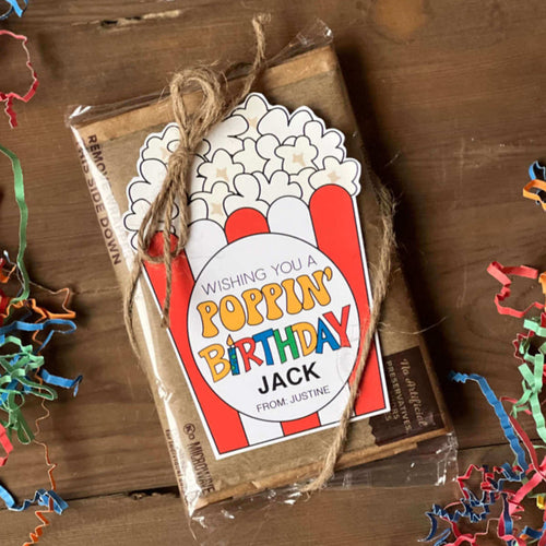Wishing You A Poppin' Birthday Microwave Popcorn Tag (PDF)