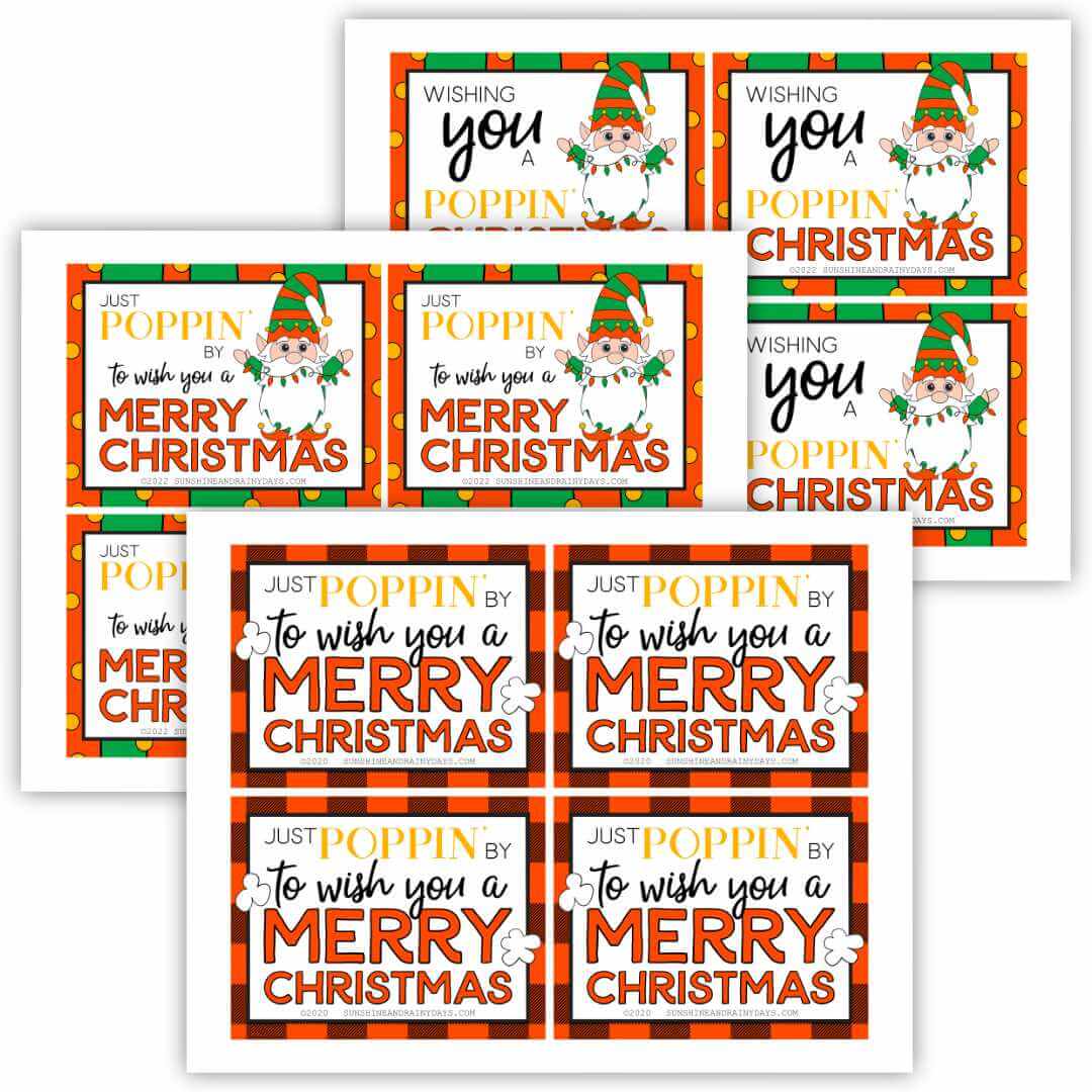 Just Poppin' By ... PDF – Sunshine And Rainy Days for Free Printable Christmas Popcorn Tags
