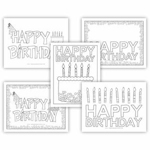 Happy Birthday Coloring Pages (PDF)