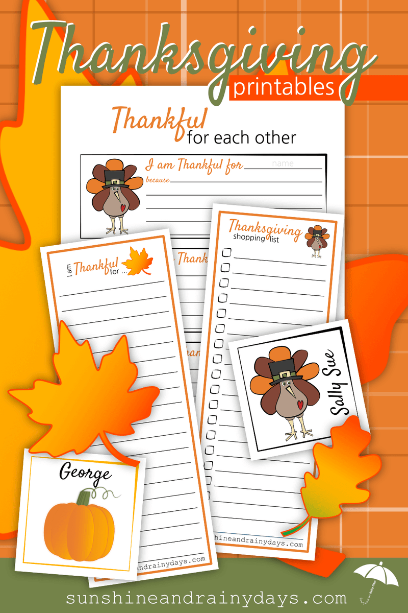 Thanksgiving Printables (PDF) – Sunshine And Rainy Days