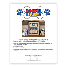 Adopt A Puppy Party Printables