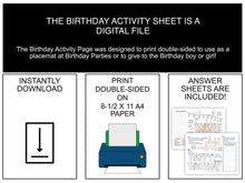 Birthday Activity Sheet (PDF)