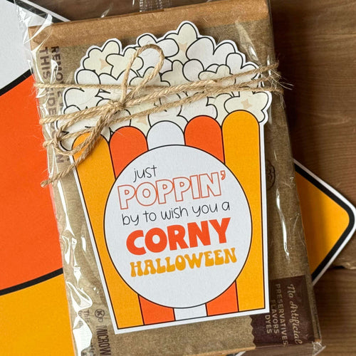Corny Halloween Popcorn Tags