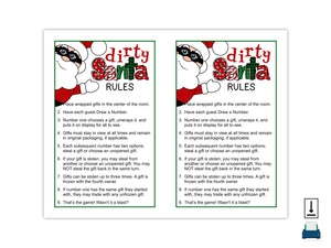 Dirty Santa Invites, Rules, and Game Cards (PDF)