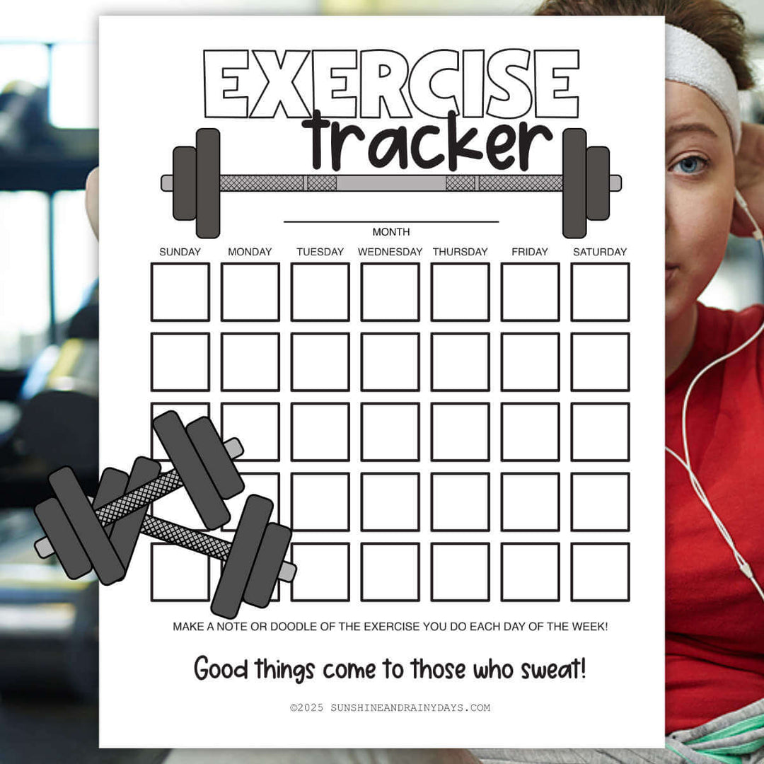 Printable Exercise Tracker - PDF – Sunshine And Rainy Days