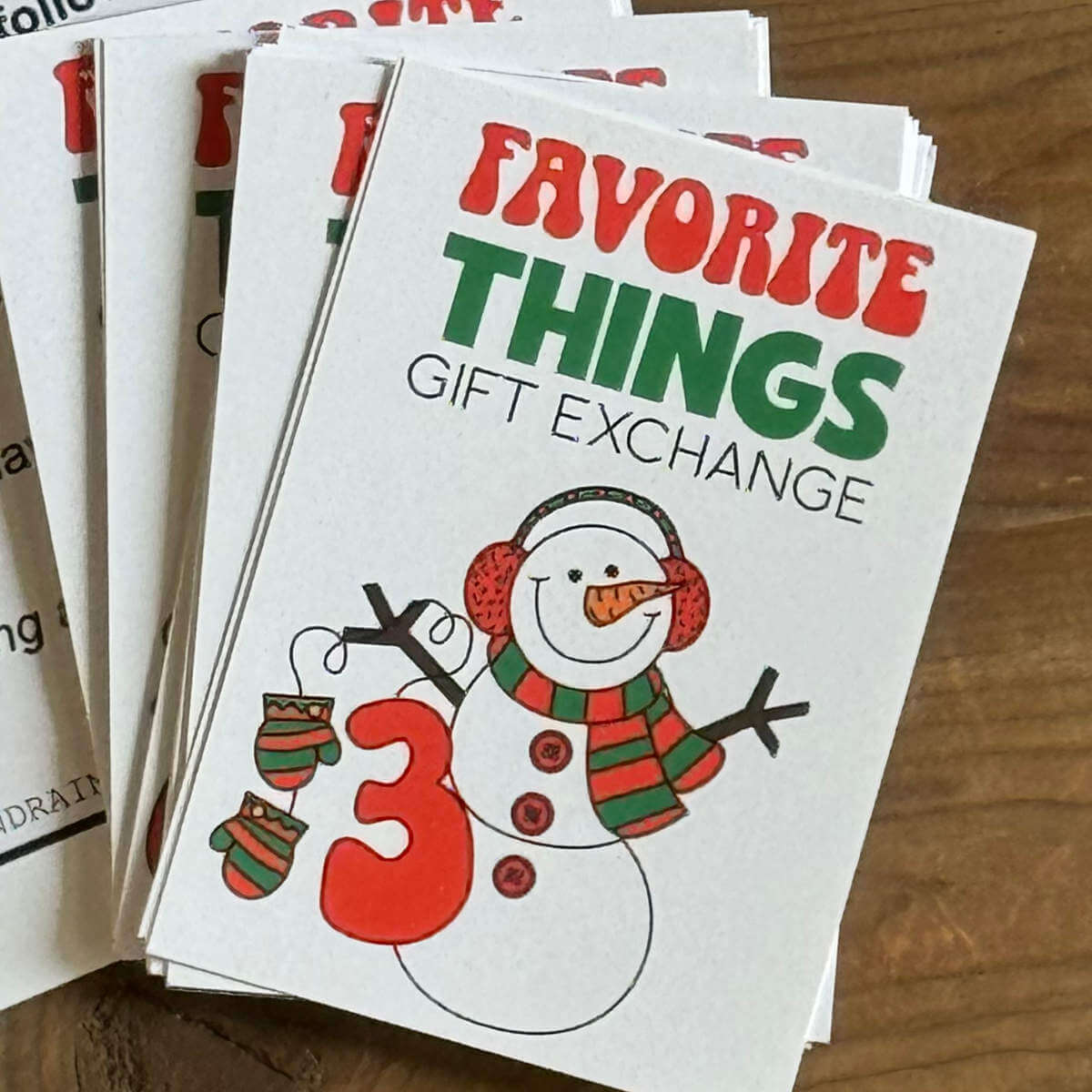 Favorite Things Christmas Gift Exchange Numbers (PDF) – Sunshine And Rainy Days for Free Printable Gift Exchange Cards