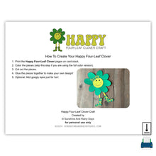 Happy Four-Leaf Clover Craft Template (PDF)