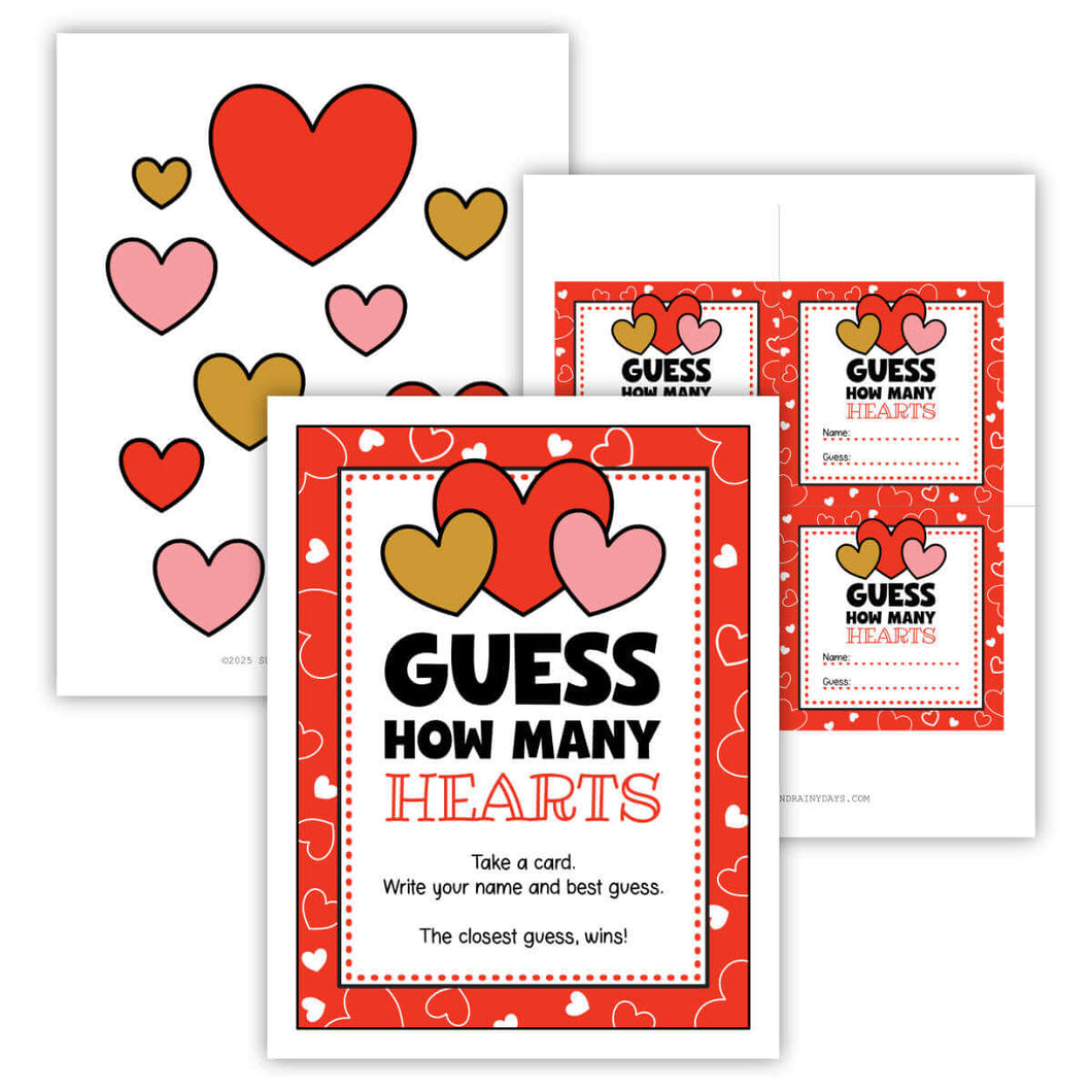 Guess How Many Hearts Valentine Party Game (PDF)