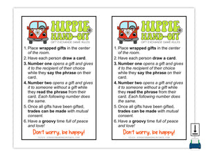 Hippie Hand-Off Christmas Gift Exchange Game Printable Numbers