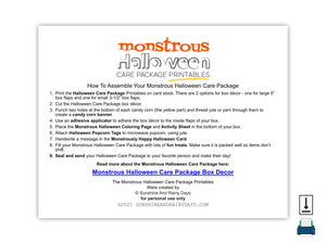 Monstrous Halloween Care Package Printables (PDF)