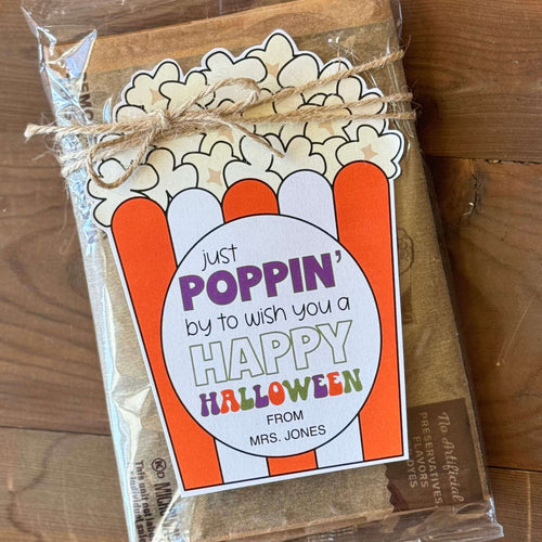 Just Poppin By To Wish You A Happy Halloween Popcorn Tag
