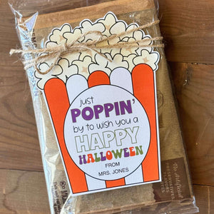 Just Poppin By To Wish You A Happy Halloween Popcorn Tag