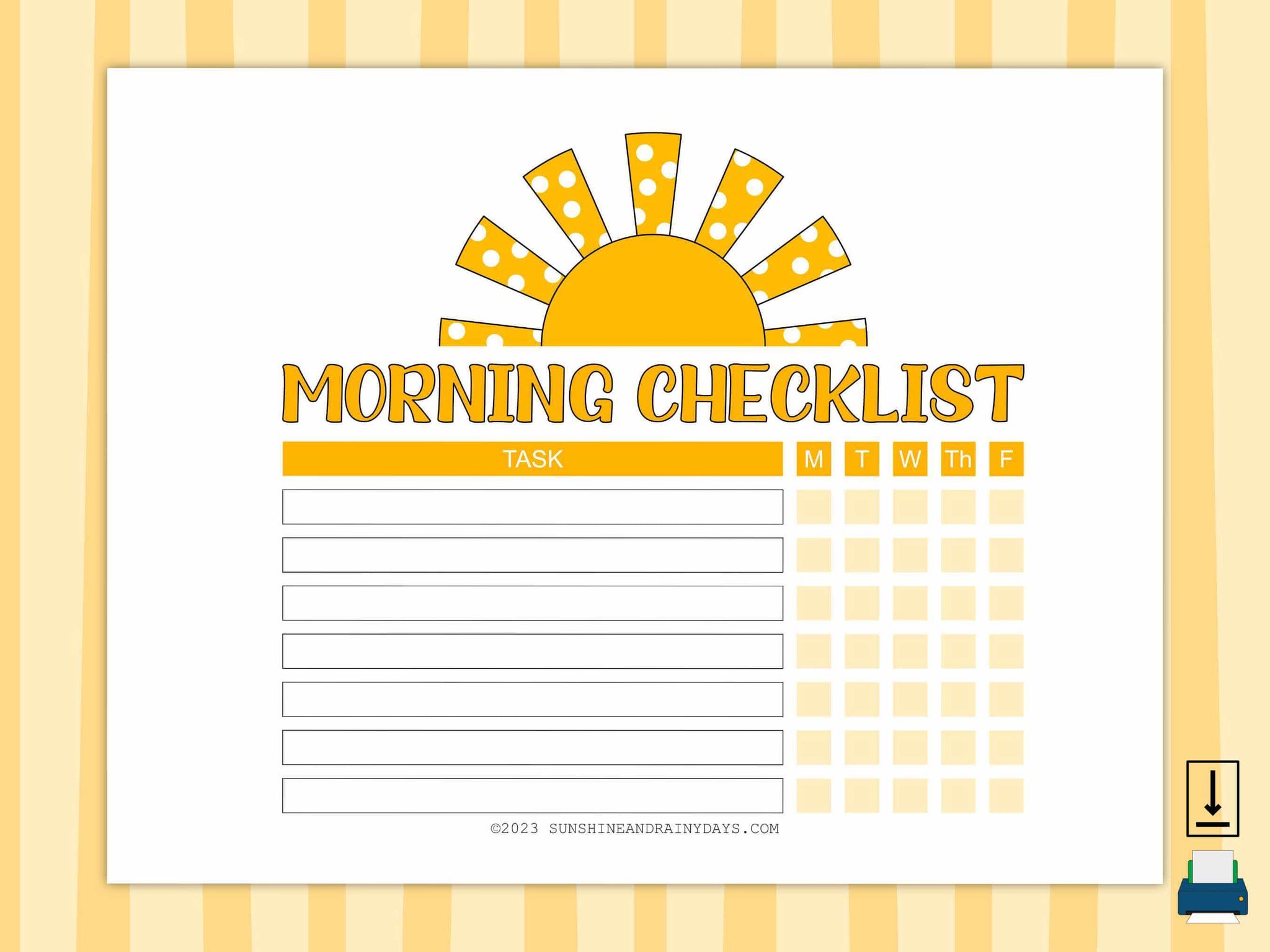 Back-To-School Morning Checklist (PDF) – Sunshine And Rainy Days