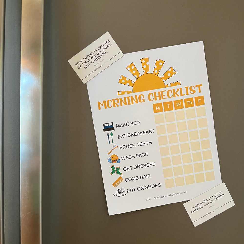 Morning Checklist For Young Children (PDF) – Sunshine And Rainy Days
