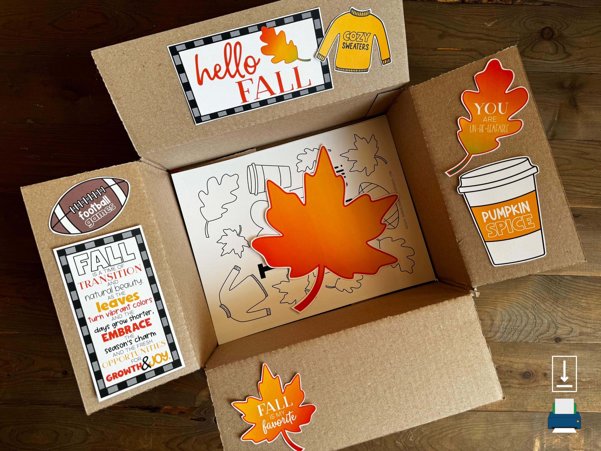 Fall Care Package Box Decor (PDF) – Sunshine And Rainy Days
