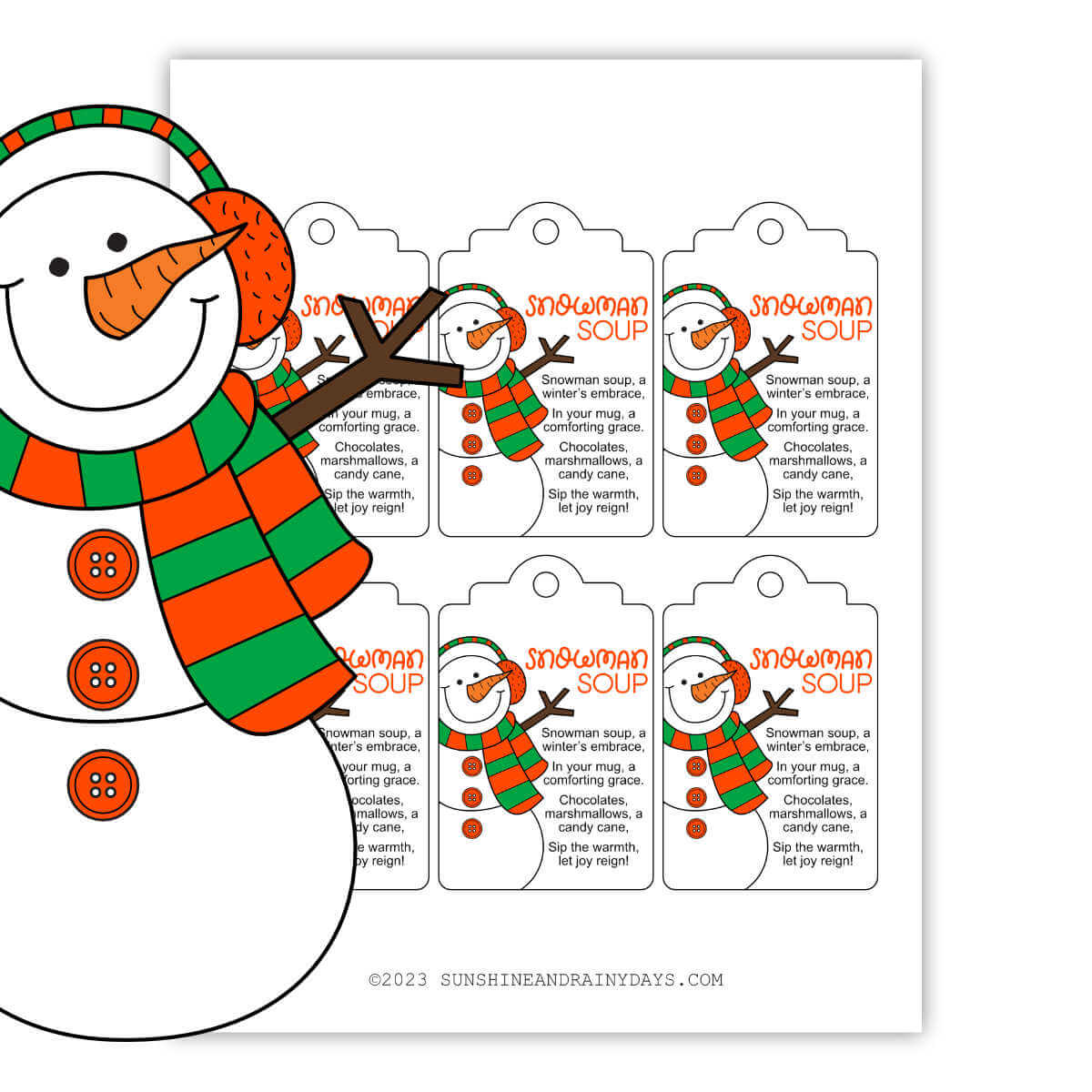 snowman-soup-tags-pdf-sunshine-and-rainy-days for Free Printable Snowman Soup Labels Snowman Soup Tags (PDF) – Sunshine And Rainy Days for Free Printable Snowman Soup Labels
