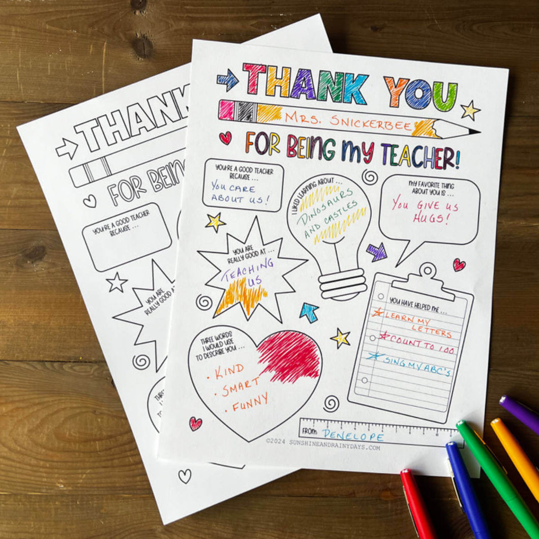 All About My Teacher Coloring Page Printable