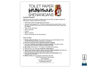 Toilet Paper Snowman Game Printables - PDF