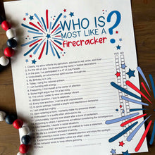 Who Is Most Like A Firecracker 4th of July Game (PDF)