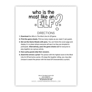 Who Is Most Like An Elf Christmas Game (PDF)