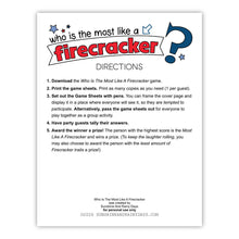 Who Is The Most Like A Firecracker 4th Of July Party Game (PDF)