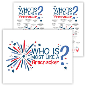 Who Is The Most Like A Firecracker 4th of July Game (PDF)