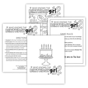 Who Knows The Birthday Girl Best Birthday Party Game (PDF)