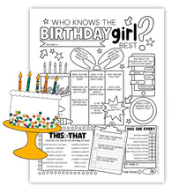 Who Knows The Birthday Girl Best Birthday Party Game (PDF)