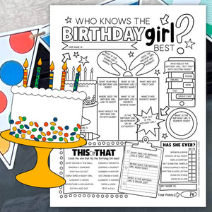 Who Knows The Birthday Girl Best Birthday Party Game (PDF)