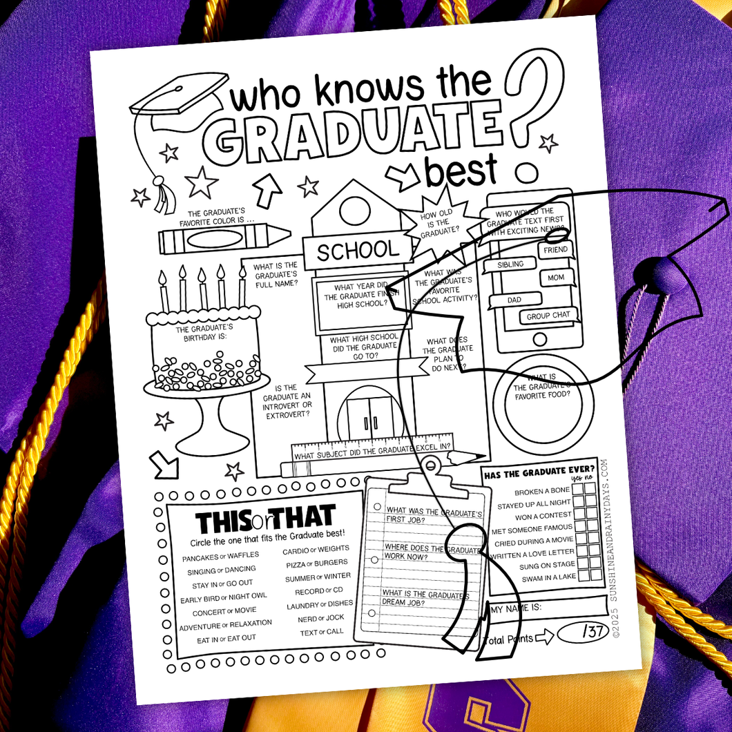 Who Knows The Graduate Best Graduation Party Game (PDF)