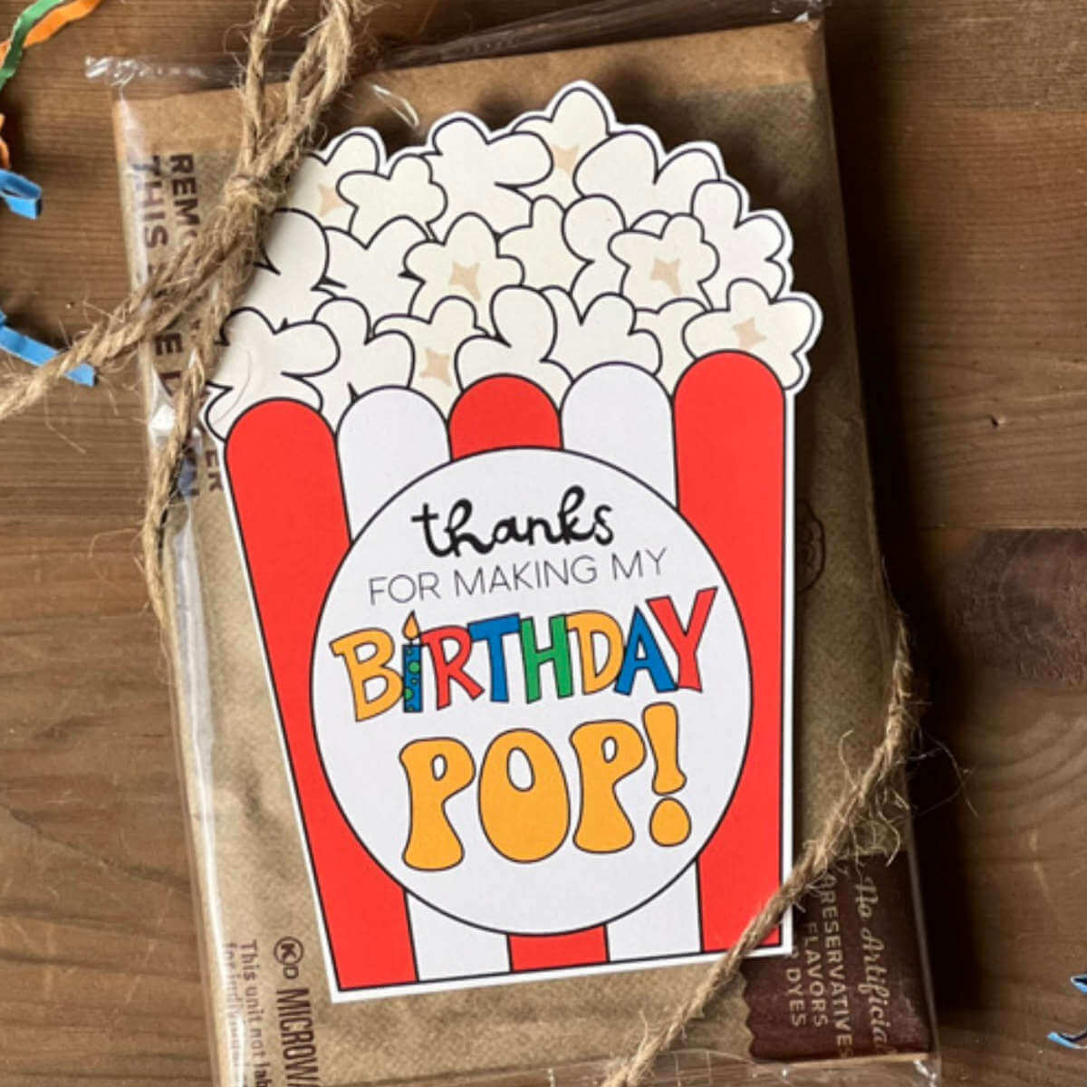 Thanks For Making My Birthday POP! Party Favor Popcorn Tag (PDF) – Sunshine And Rainy Days for Thank You For Popping By Free Printable