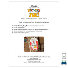 Thanks For Making My Birthday POP! Party Favor Popcorn Tag (PDF)