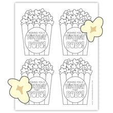 Wishing You A Birthday That POPS! Microwave Popcorn Tag To Color (PDF)