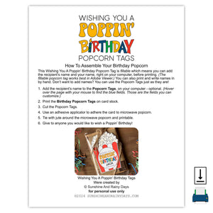 Wishing You A Poppin' Birthday Microwave Popcorn Tag (PDF)