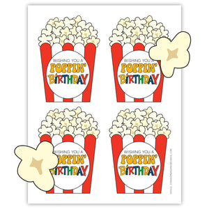 Wishing You A Poppin' Birthday Microwave Popcorn Tag (PDF)