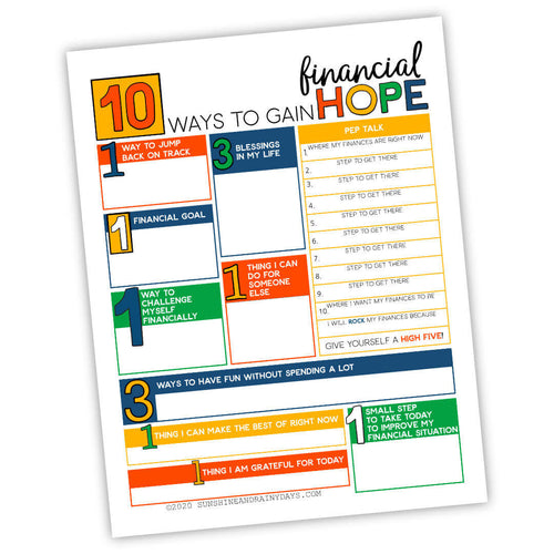 10 Ways To Gain Financial Hope Worksheet (PDF)