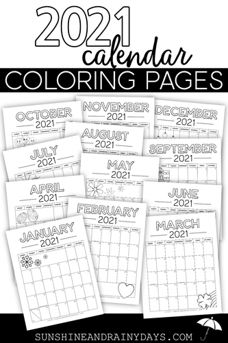 2021 Calendar Coloring Pages (PDF)