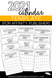 2021 Calendar Template (for Affinity Publisher)
