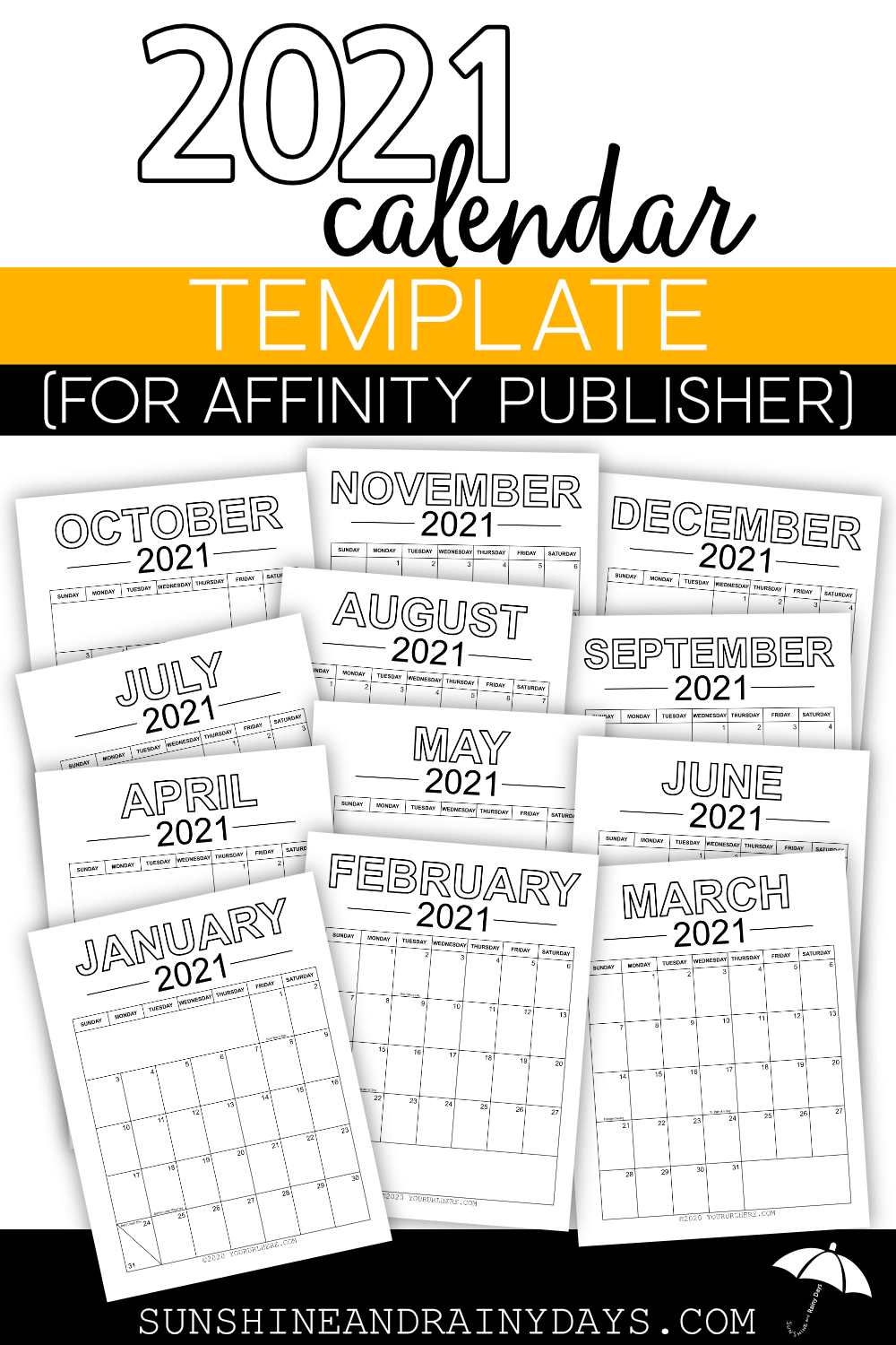 2021 Calendar Template (for Affinity Publisher)