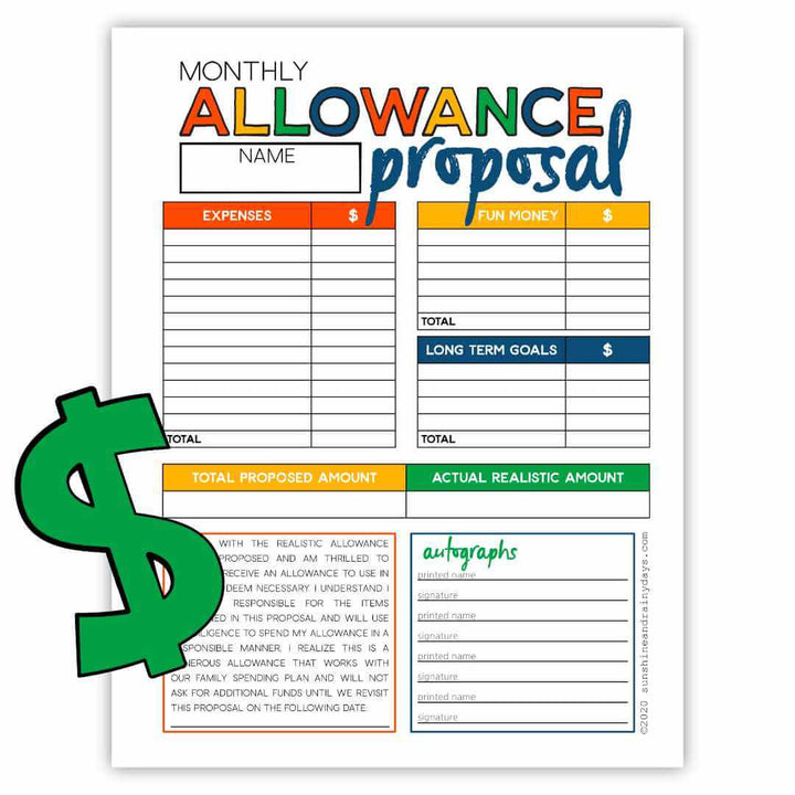 Allowance Proposal (PDF) – Sunshine And Rainy Days