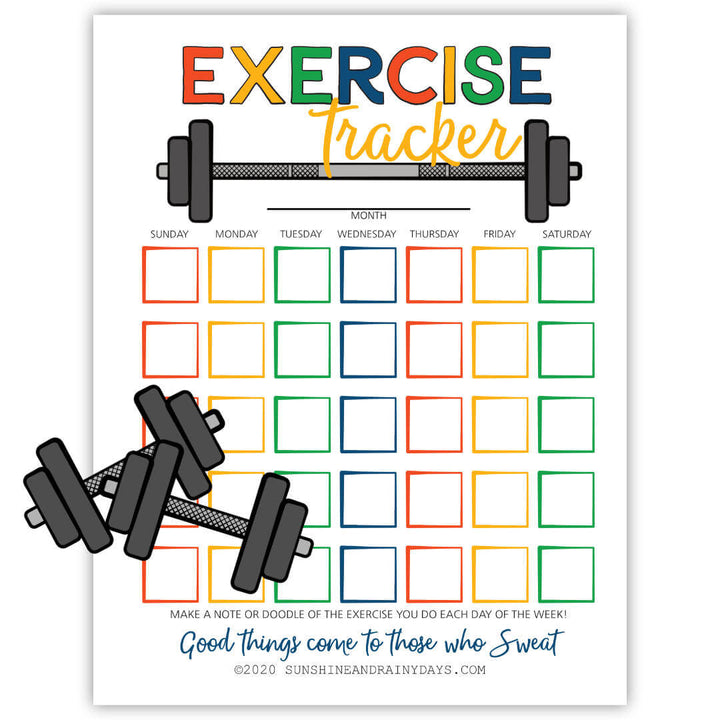 Printable Exercise Tracker - PDF – Sunshine And Rainy Days