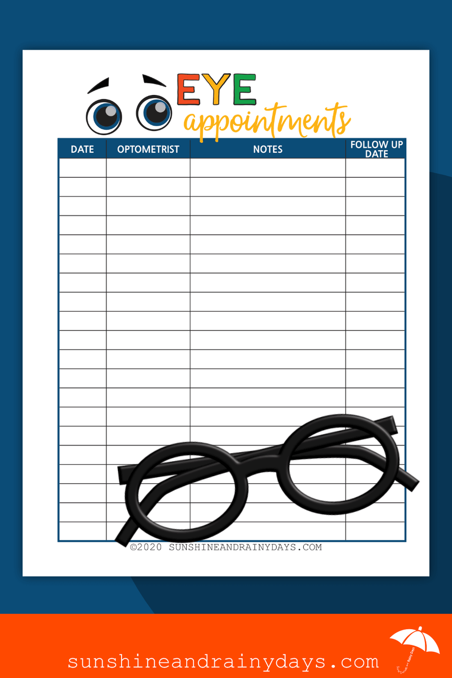 Eye Appointments (PDF) – Sunshine And Rainy Days