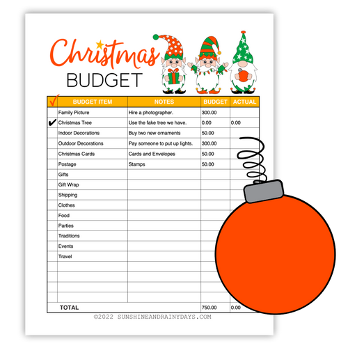 Fillable Christmas Budget Worksheet (PDF)