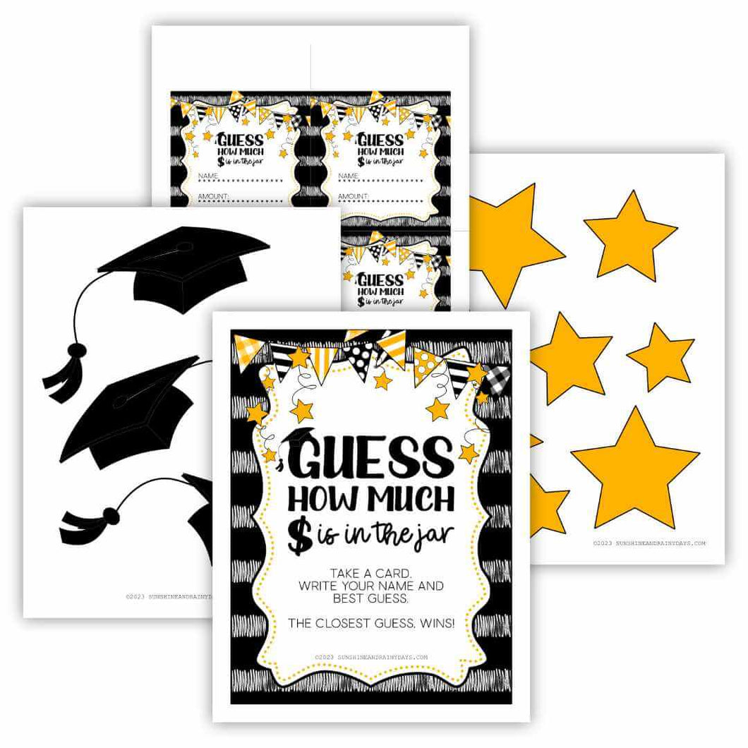 Guess How Much Money Is In The Jar Graduation Party Game (PDF)