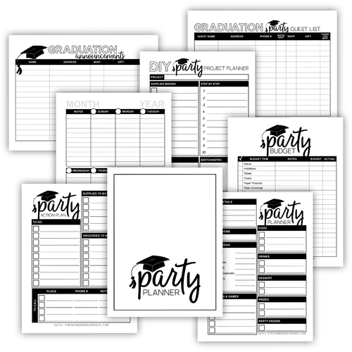 Graduation Party Planner - Black and White (PDF)