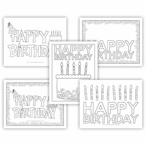 Happy Birthday Coloring Pages (PDF)